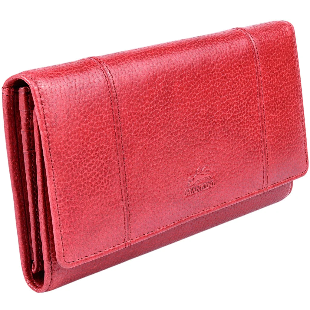 *Mancini Fifth Avenue RFID Secure Trifold Wallet, Red, Women's