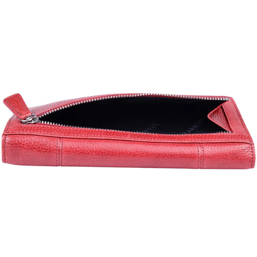 *Mancini Fifth Avenue RFID Secure Trifold Wallet, Red, Women's