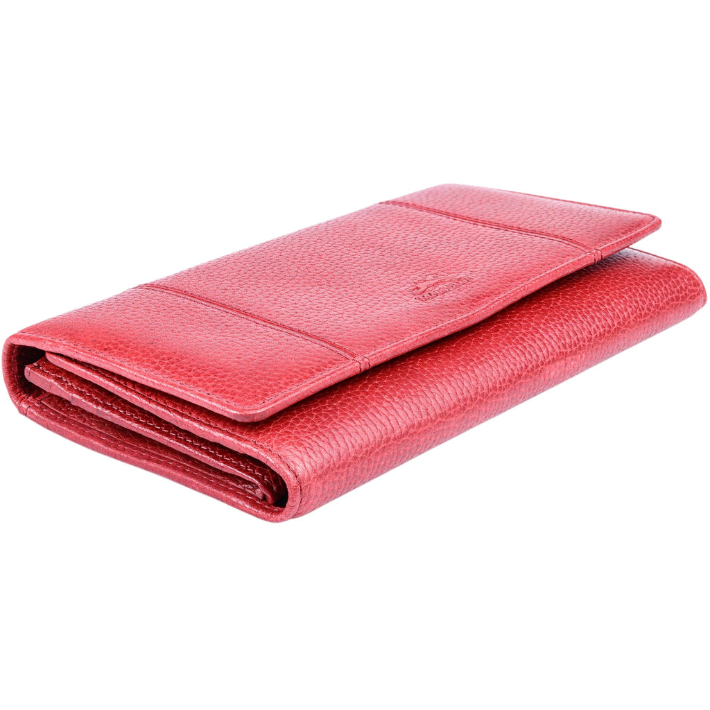 *Mancini Fifth Avenue RFID Secure Trifold Wallet, Red, Women's