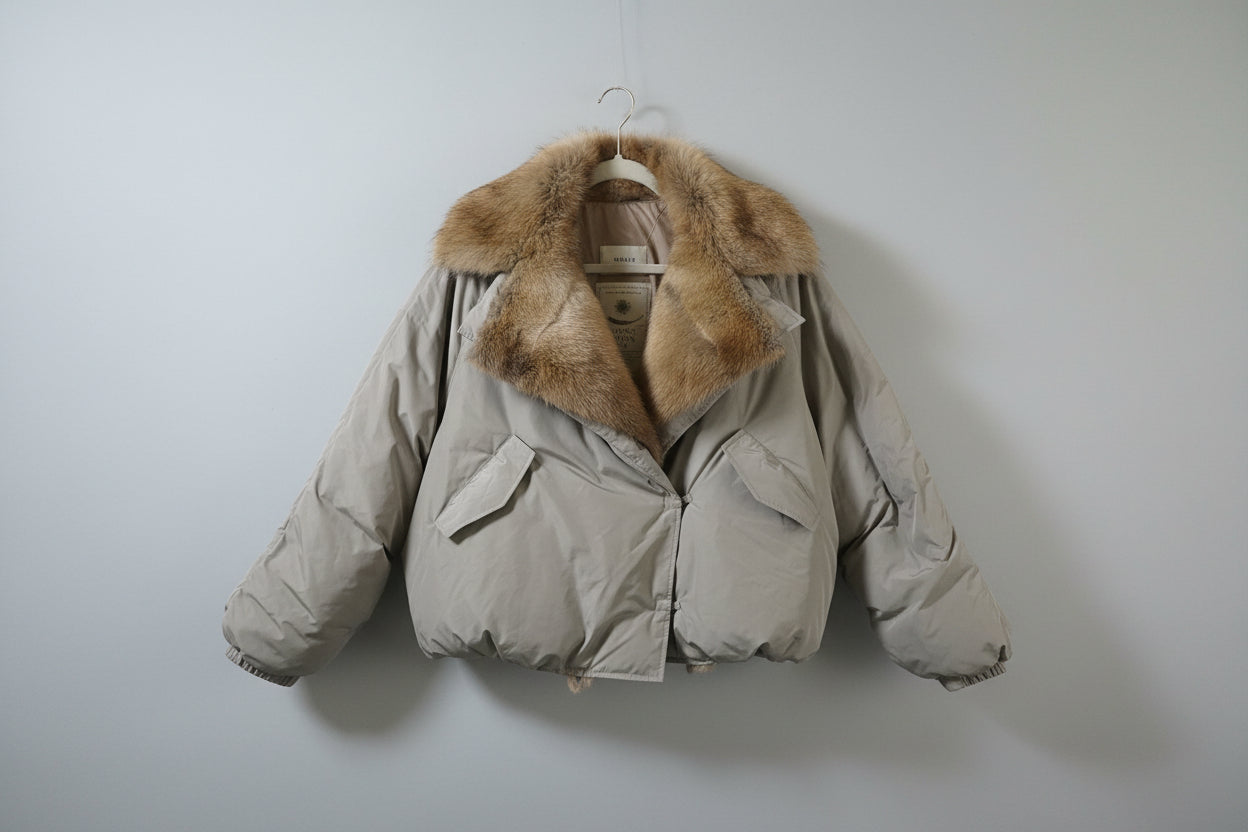 Mauve Goose Down Cropped Jacket Size 66