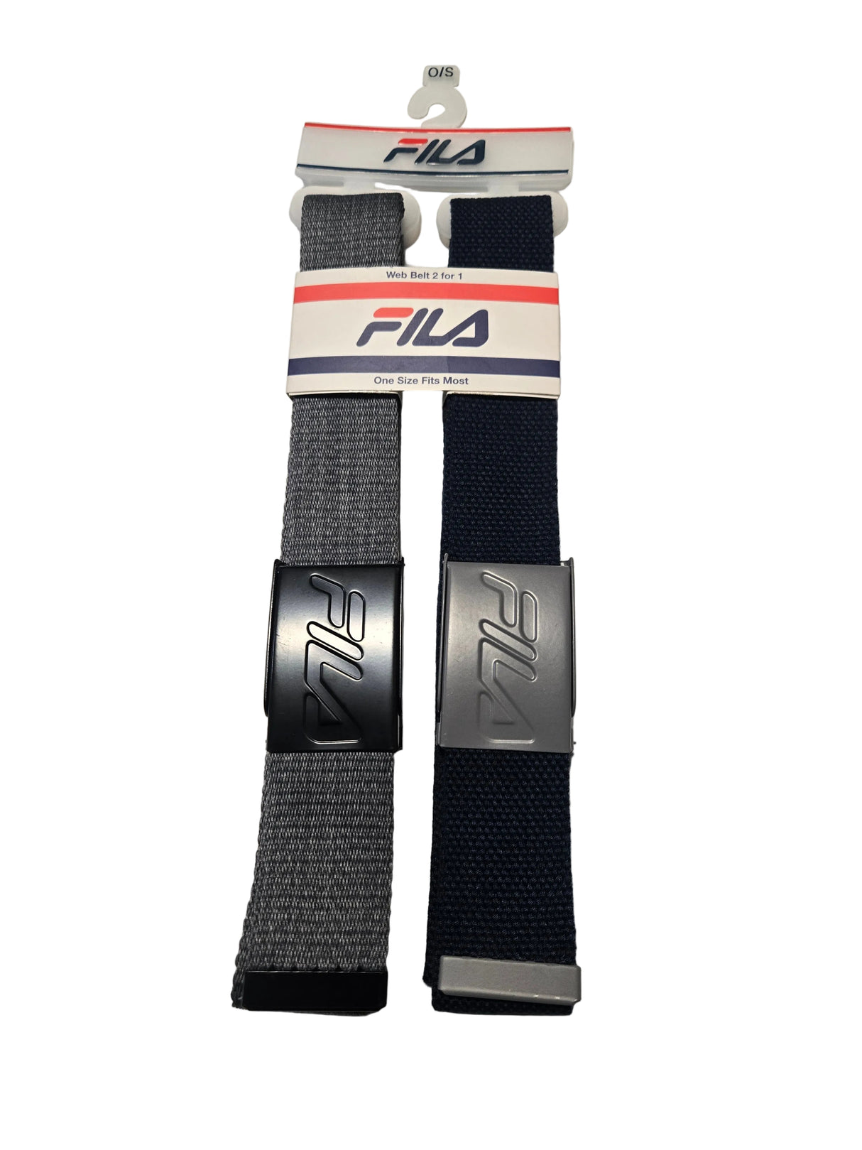 FILA Men's 2-in-1 Military Web Belt One Size Adjustable 1.37" Wide Logo Buckle