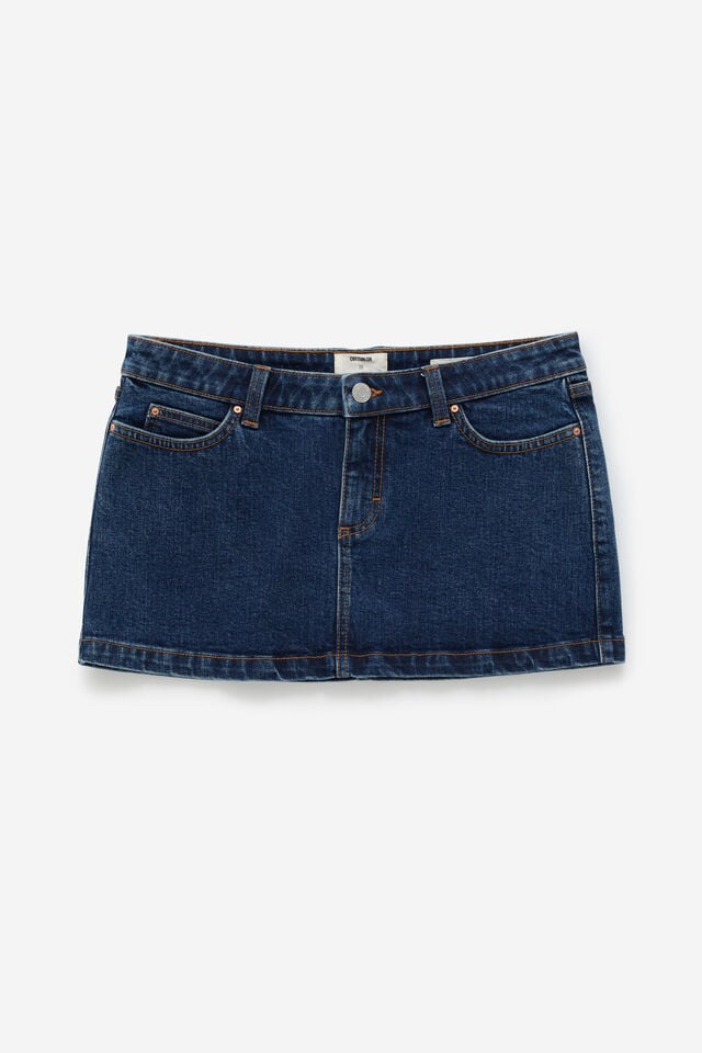 Cotton On Women's Micro Low Denim Skirt - Celeste Blue - Size 34