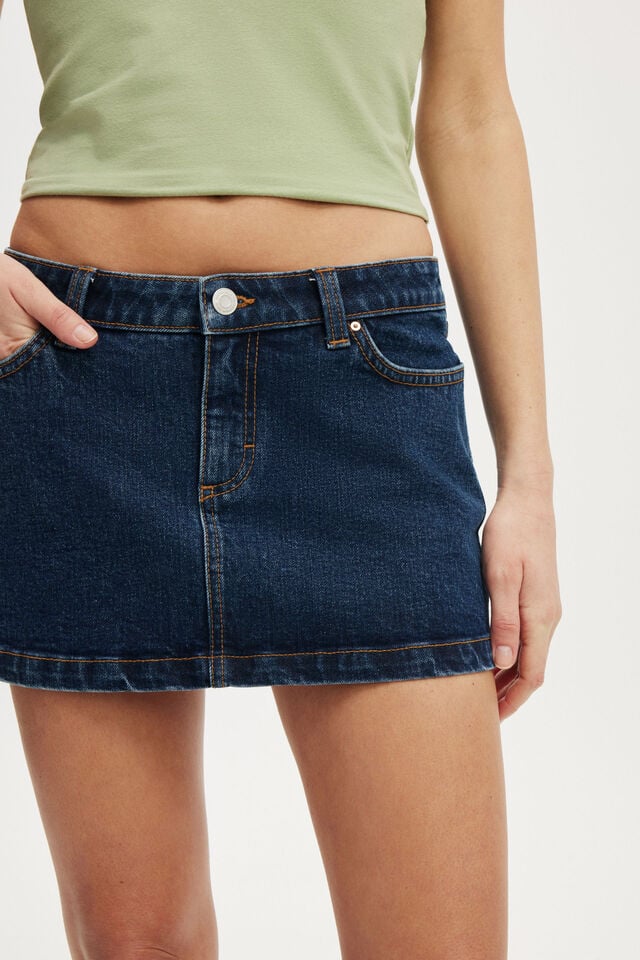 Cotton On Women's Micro Low Denim Skirt - Celeste Blue - Size 34