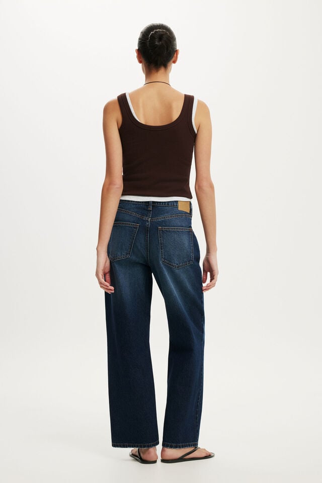 Cotton On Women's High Rise Wide Crop Jean - Solace Blue - Size 28 (US Size 6)