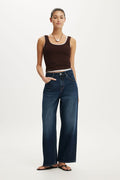 Cotton On Women's High Rise Wide Crop Jean - Solace Blue - Size 28 (US Size 6)