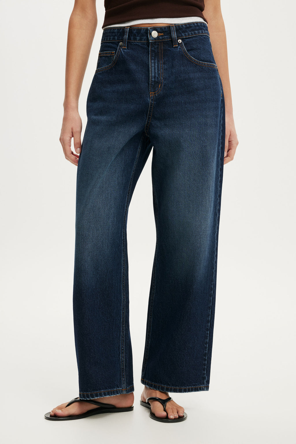 Cotton On Women's High Rise Wide Crop Jean - Solace Blue - Size 28 (US Size 6)