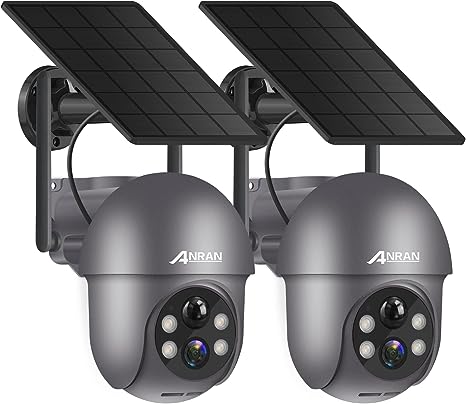 ANRAN Q1 2K 3MP Solar Security Camera Wireless Grey 360° View 2 Pack(New Open Box)