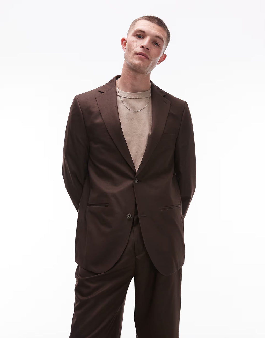 Topman Men's Relaxed Suit Jacket In Brown (40 Regular)