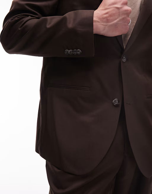 Topman Men's Relaxed Suit Jacket In Brown (40 Regular)