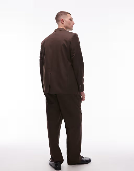 Topman Men's Relaxed Suit Jacket In Brown (40 Regular)