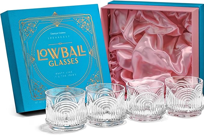 GLASSIQUE CADEAU Vintage Art Deco 1920s Lowball Cocktail Glasses (New)