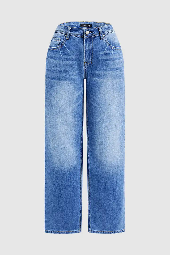 Wash Mid Rise Straight Leg Jeans Size 10/12