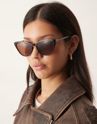 ASOS DESIGN curved slim cat eye sunglasses, Womens