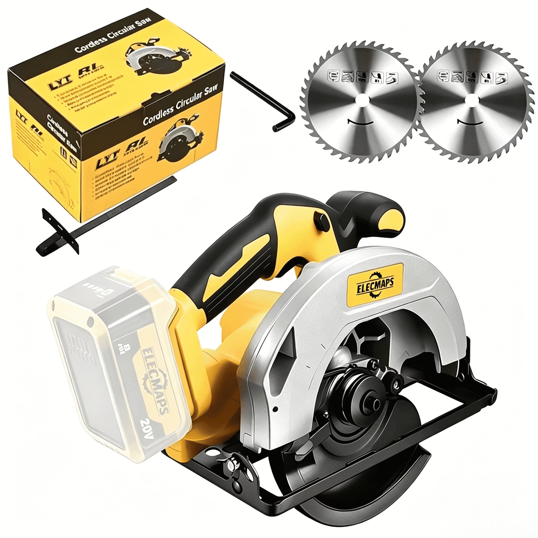 ELECMAPS 7-1/4 inch Cordless Circular Saw for Woodworking & Home Improvement (Battery Not Included)