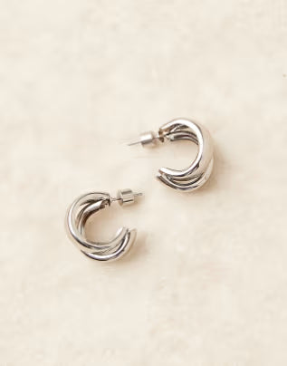 ASOS DESIGN Huggie Hoop earrings, Silver Tone