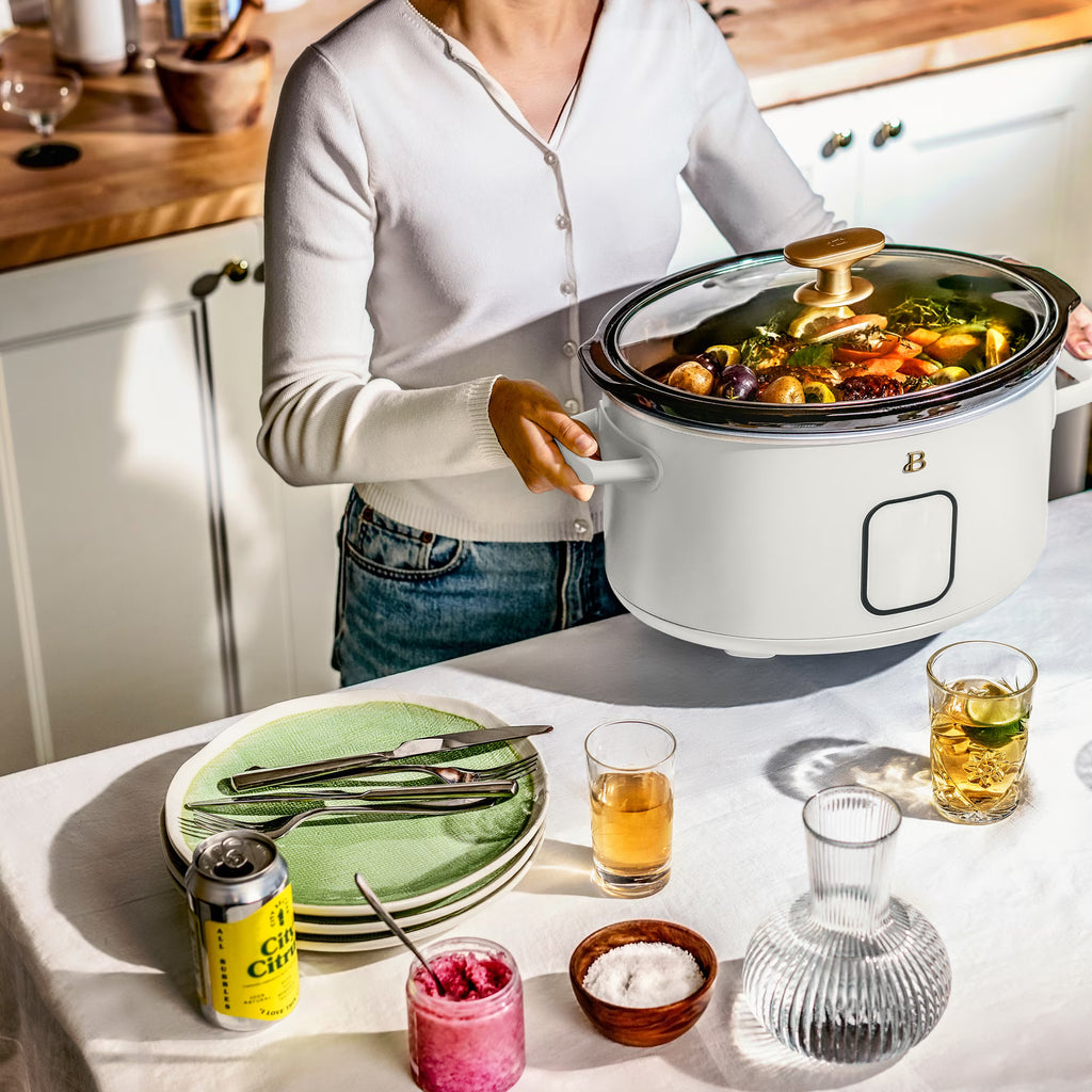 BEAUTIFUL by Drew Barrymore - 6QT Programmable Slow Cooker in White Icing