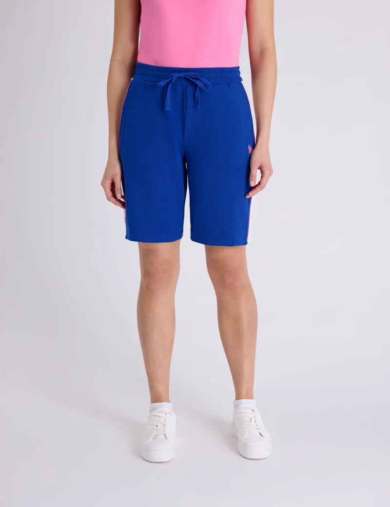 US Polo Assn. Drawstring Side Stripe Bermuda Shorts-Blue, Women Sz S