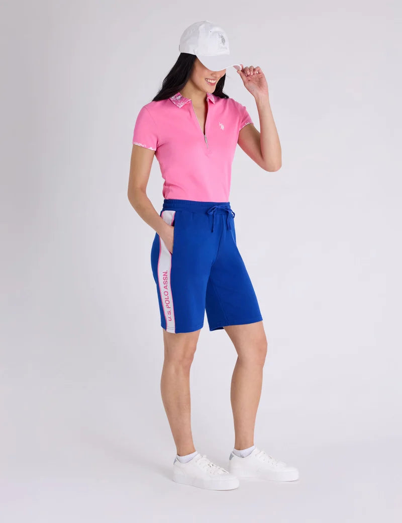 US Polo Assn. Drawstring Side Stripe Bermuda Shorts-Blue, Women Sz S
