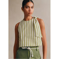 Sezane Loren Blouse Ecru Khaki Stripes Size - (US 2)