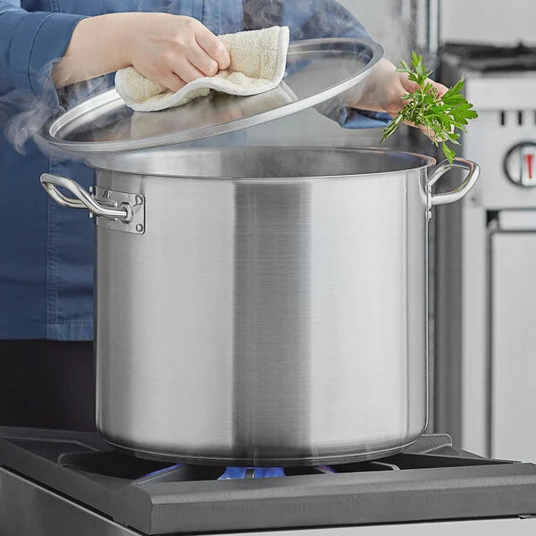 Vigor SS1 Series 32 Qt. Heavy-Duty Stainless-Steel Aluminum-Clad Stock Pot with Cover
