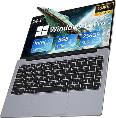 Auusda Laptop Computer 14.1", Intel Celeron J4105, 8GB DDR4, 256 GB SSD