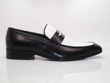 Calfskin Spectator Penny Loafer from the Carrucci Collection (Style: 2240-12T) - Black/White - Size 11