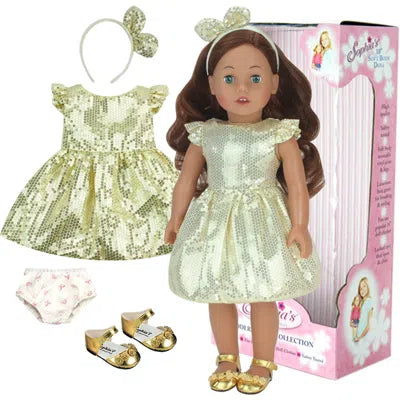 Sophia’s 18'' Soft Bodied Auburn Doll "Carly" with Blue Eyes