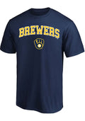 Milwaukee Brewers Mens Navy Blue Arch Over Logo Big and Tall T-Shirt (Size: XX-Large)