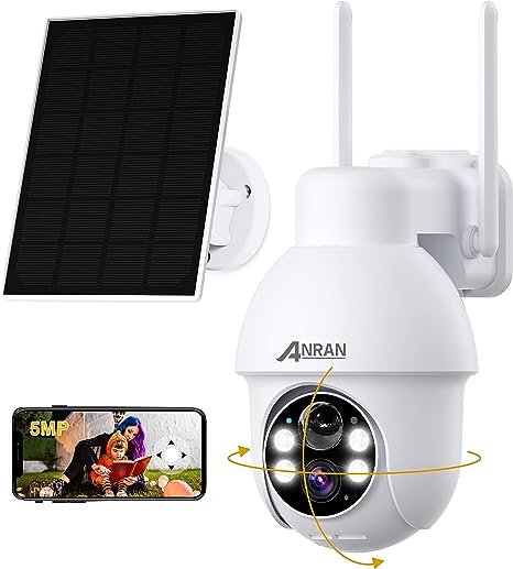ANRAN 5MP Security Cameras Wireless Outdoor, Solar Security Camera Outdoor with 360° View Q01 MAX