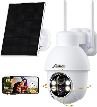 ANRAN 5MP Security Cameras Wireless Outdoor, Solar Security Camera Outdoor with 360° View Q1 MAX