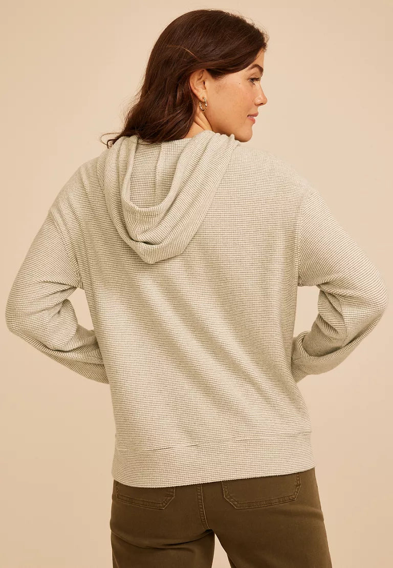 Cozy Textured Waffle Hoodie by Maurices - Olive Night - Medium