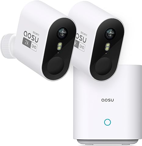 AOSU Security Cameras Wireless Outdoor, True 2K HD Home Security System, 166° Ultra-Wide View