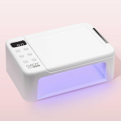 GAOY Professional UV LED Nail Lamp, Mega Light for Gel Nails with Arm Rest and Retractable Tray, 5 Timers, LCD Display and Infrared Sensor