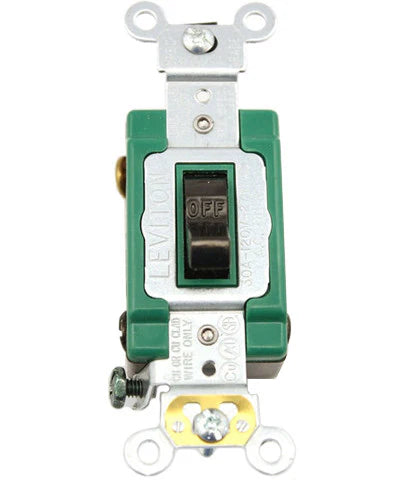 Leviton 30 Amp, 120/277 Volt, Toggle Double-Pole AC Quiet Switch, Extra Heavy Duty Spec Grade, Self Grounding, Back and Side Wired, 3032-2 - Brown - 10 Pack