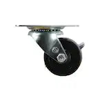 2-1/2 in. Black Soft Rubber and Steel Swivel Plate Caster with Locking Brake and 100 lbs.