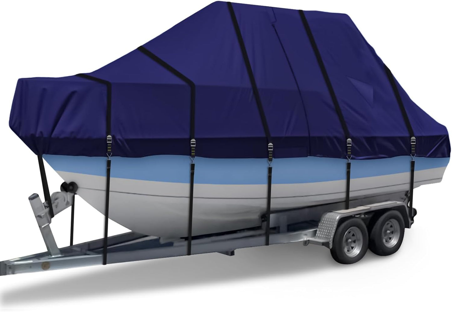 Zenicham 900D T Top Boat Cover - Heavy Duty Boat Cover, Waterproof T Top Hard Top Boat Cover, Trailerable Center Console Boat Cover, (Model - Length:26'-28', Beam Width: up to 116", Navy)