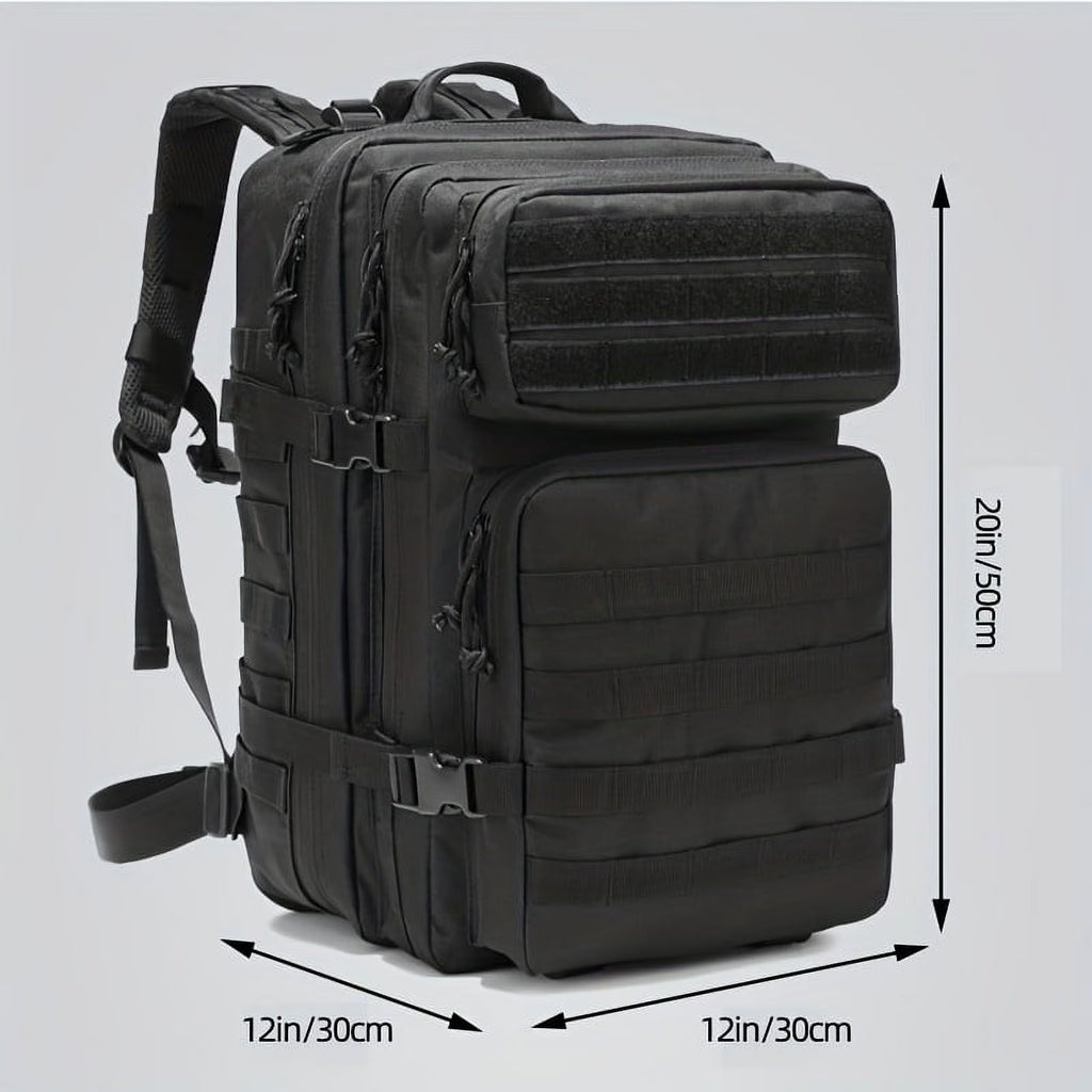 45L Military Tactical Backpack | MOLLE Assault Pack | US Flag Morale Patch Included! | Black