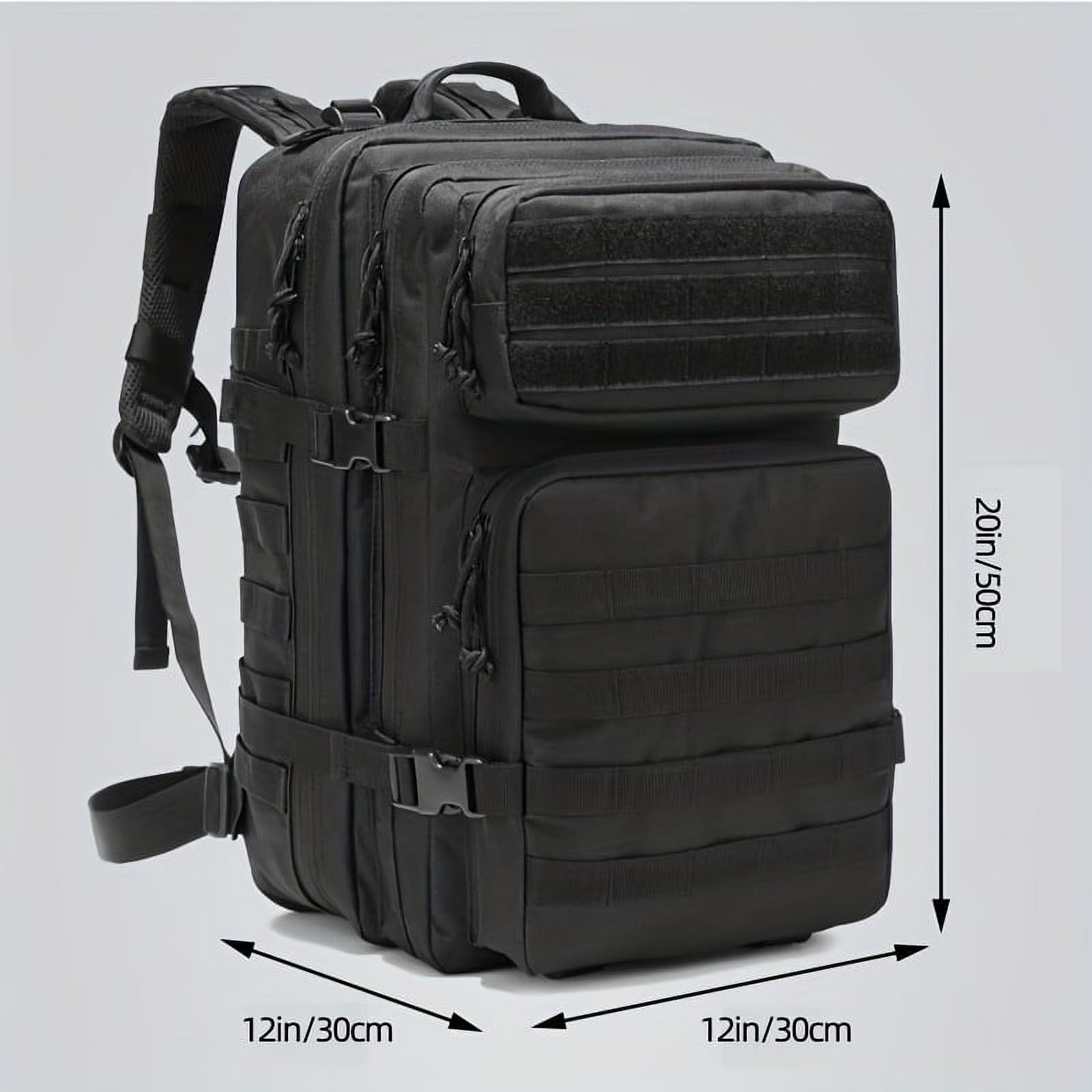 45L Military Tactical Backpack | MOLLE Assault Pack | US Flag Morale Patch Included! | Black