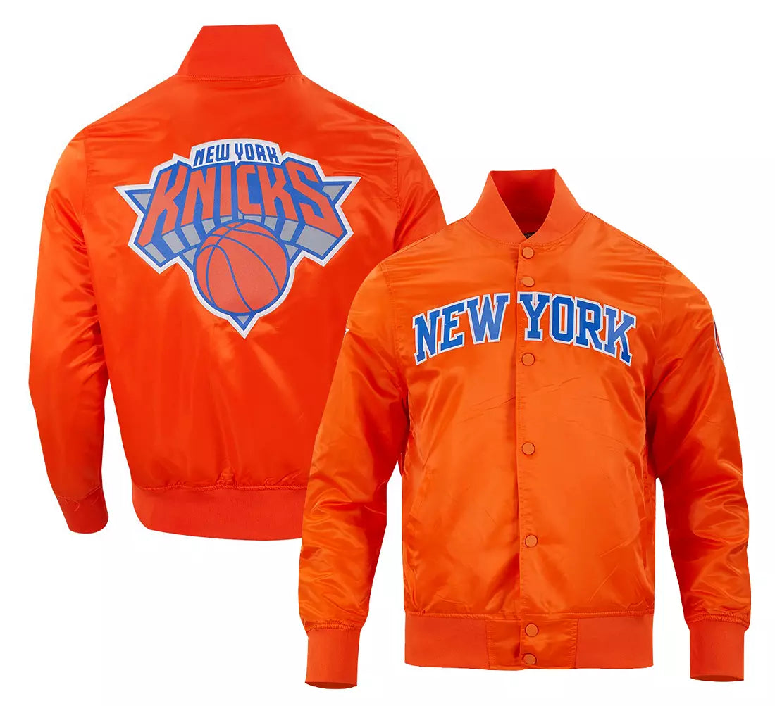Pro Standard Men's New York Knicks Orange Big Logo Satin Jacket - L