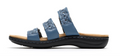 Clarks Collection Leather Slide Sandals Laurieann Emma - Denim Blue - Size 6