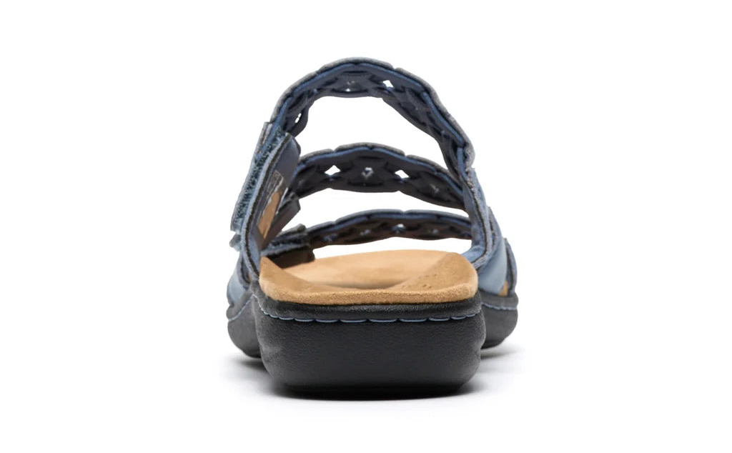 Clarks Collection Leather Slide Sandals Laurieann Emma - Denim Blue - Size 6