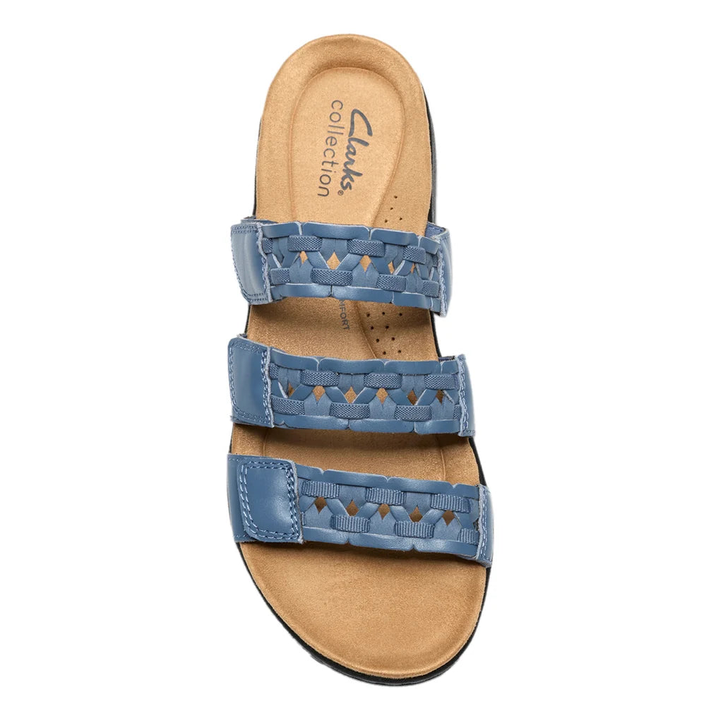 Clarks Collection Leather Slide Sandals Laurieann Emma - Denim Blue - Size 6