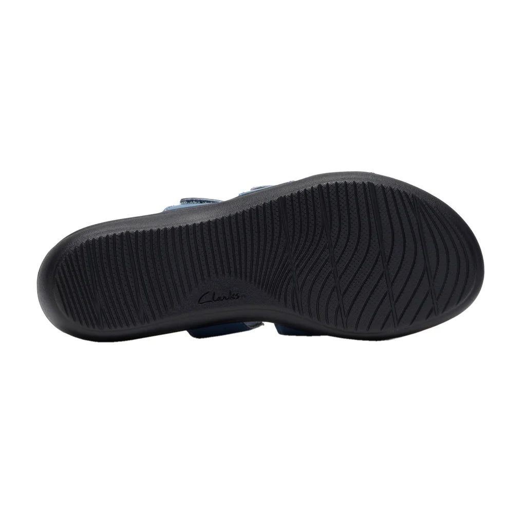 Clarks Collection Leather Slide Sandals Laurieann Emma - Denim Blue - Size 6