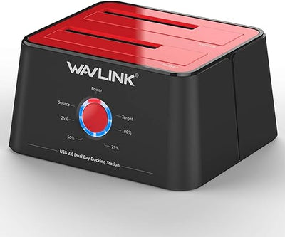 WAVLINK Dual Bay External Hard Drive Docking Station, USB 3.0 to SATA I/II/III for 2.5 or 3.5 Inch HDD, SSD, Support Offline Clone and Backup, UASP 6Gbps [ 2x16TB Support]