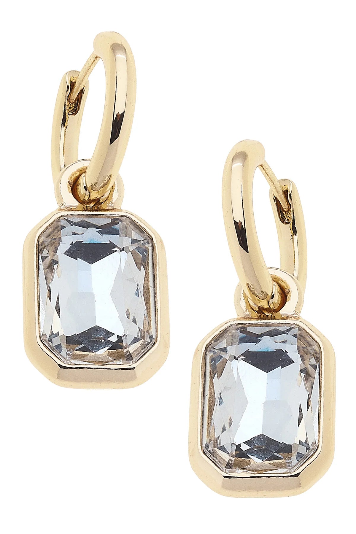 Reagyn Rhinestone Drop Hoop Earrings in Clear
