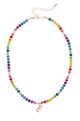 Ruthie Rainbow Beaded Mini Initial Necklace