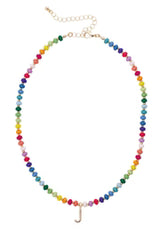 Ruthie Rainbow Beaded Mini Initial Necklace