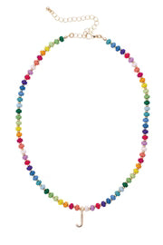 Ruthie Rainbow Beaded Mini Initial Necklace