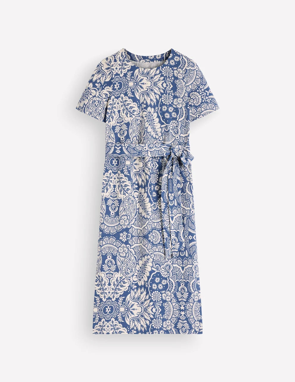 T-Shirt Jersey Midi Dress by Boden - Lyons Blue/Arabesque Meadows - US Size 12 Regular