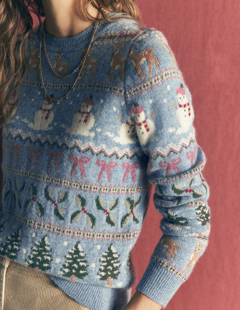 Boden Women's Sweater-Blue snowman fair isle - Size L